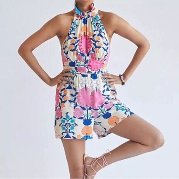 Tracy Reese Pants - Plenty by Tracy Reese Shorts Romper XS Multicolor Floral Halter Midi Boho Summer